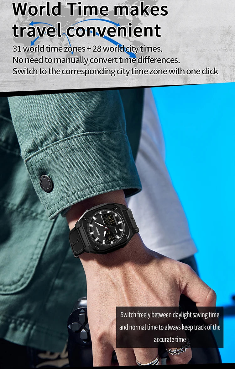 Reloj Digital Deportivo SANDA 6268 para Hombre Impermeable Multifunción
