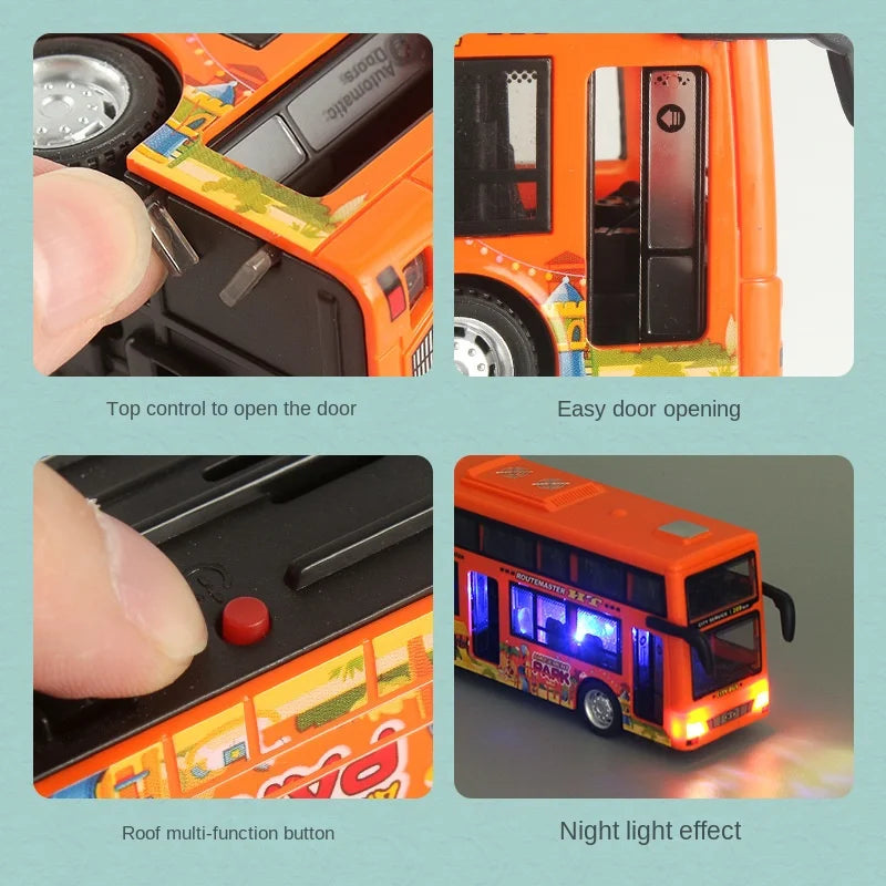 Autobús Turístico de Dos Pisos Juguete con Luces y Música