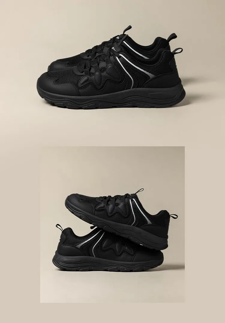 HOBIBEAR Zapatos para caminar con punta ancha, unisex, zapatillas deportivas para exteriores, de cuero artificial, con malla, con cordones, para aumentar la altura, para correr