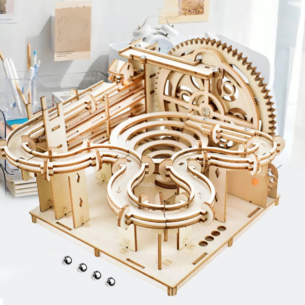 Chriyungel - Juego de Construcción de Madera 3D con Pistas de Canicas, Rompecabezas, Juego de Ingenio con Pistas de Canicas Rodantes, Regalo para Adultos y Adolescentes