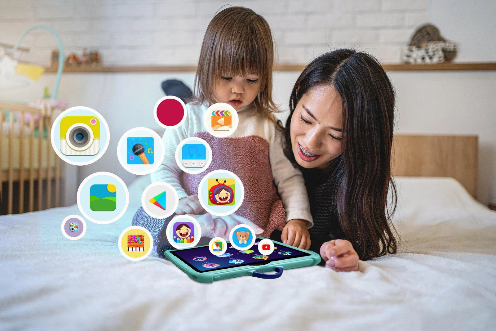 Tableta Infantil 2025 de 7 Pulgadas con WiFi 5G, Quad Core, 4GB de RAM, 64GB de ROM, Versión Educativa de Google Learning, con Doble Cámara