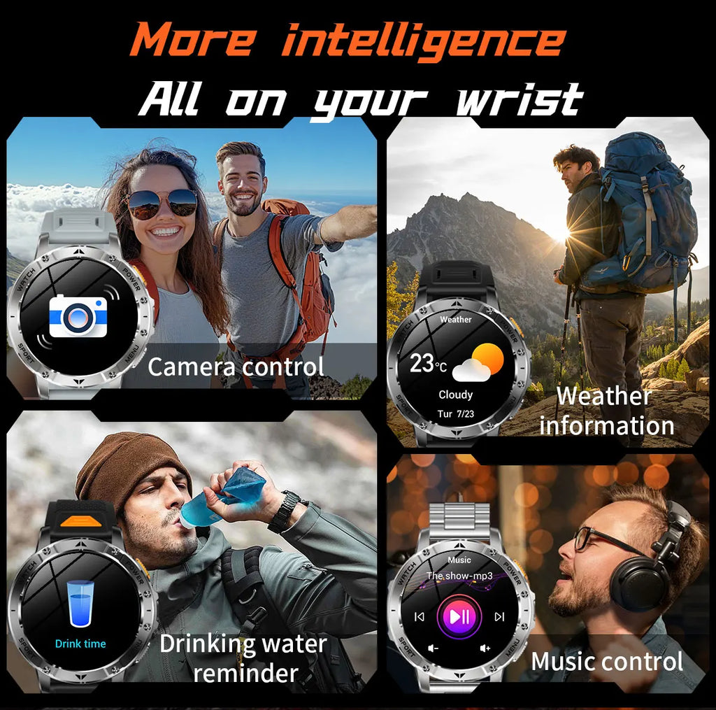 Reloj Inteligente Militar 1400mAh 10ATM SOS