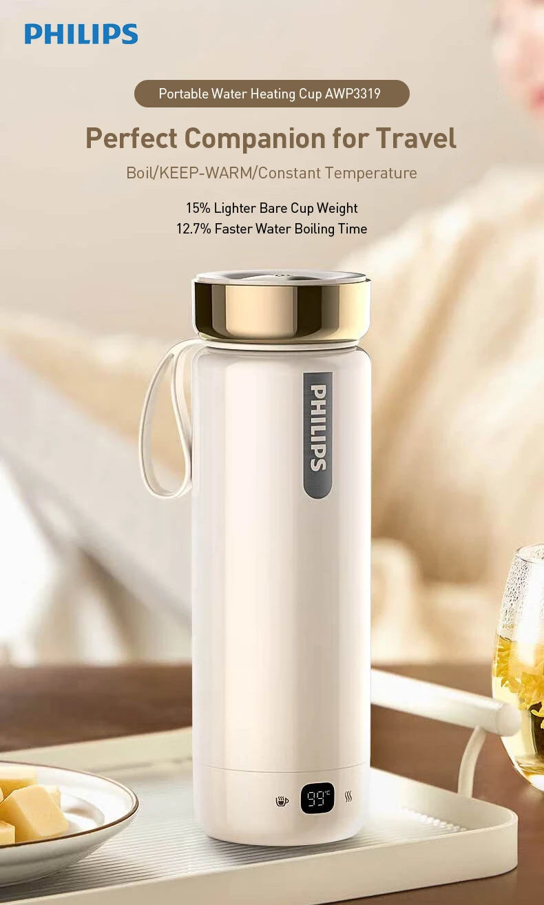 Taza Calefactora Eléctrica Portátil 400ml con 5 Niveles de Temperatura