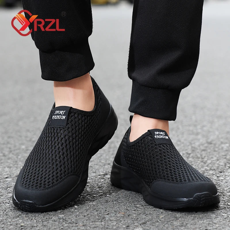 YRZL, zapatillas de deporte para hombre, zapatos informales de malla transpirable para mujer, mocasines antideslizantes de talla grande para exteriores, zapatos de tenis ligeros para caminar para hombre