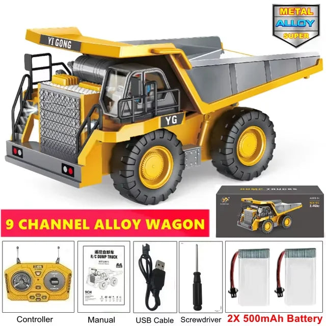 Excavadora, Volquete y Bulldozer RC 4x4 de Aleación, Vehículos de Construcción