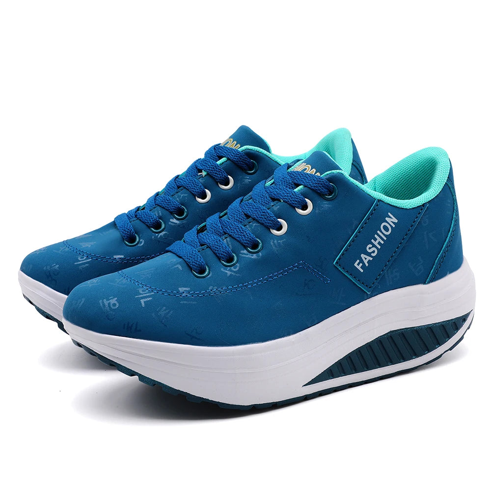 Zapatillas de Cuña para Mujer - Transpirables, Suela Gruesa y Cordones