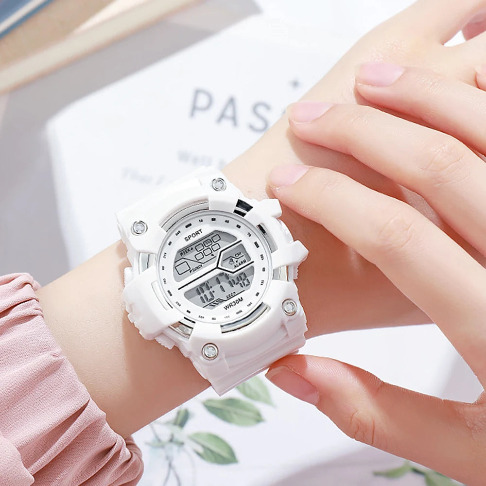 Relojes de moda para niños, reloj de pulsera electrónico multifuncional para niños y niñas, calendario con alarma luminosa resistente al agua para estudiantes