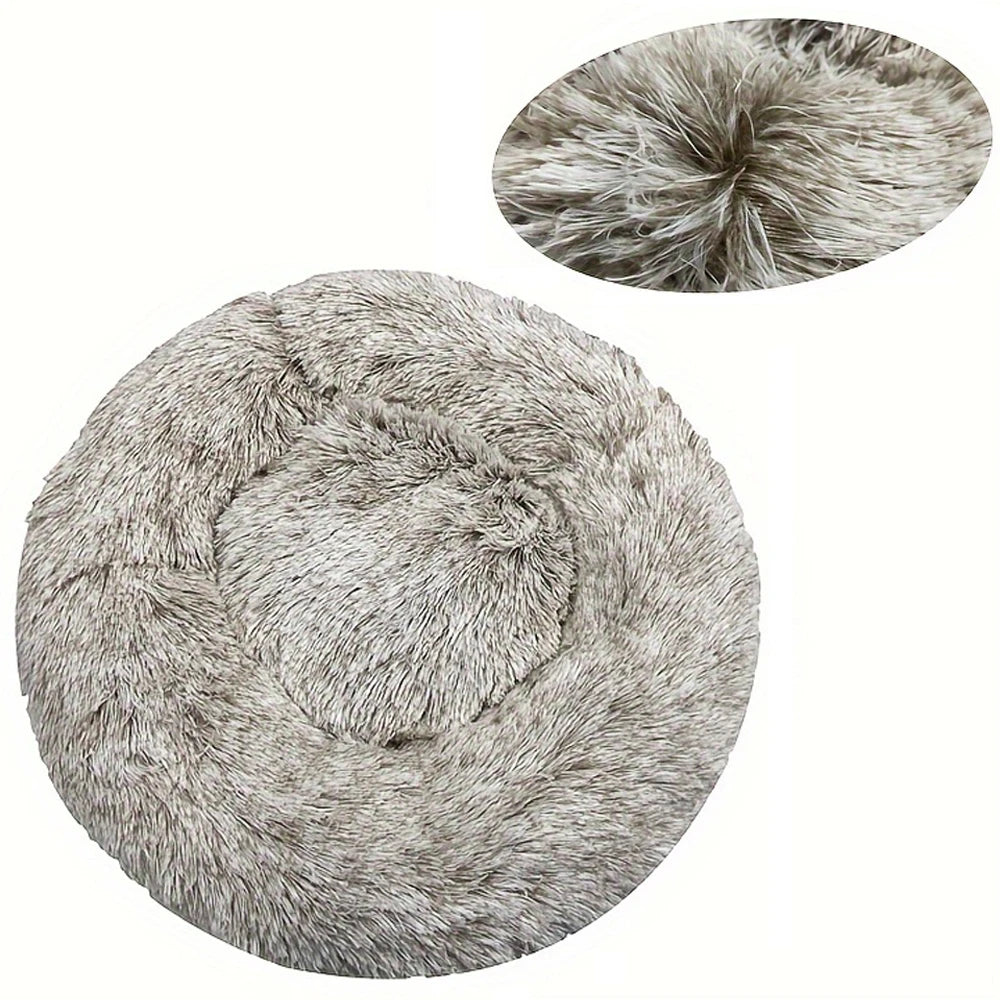 Cama Redonda de Felpa para Mascotas - Perros y Gatos
