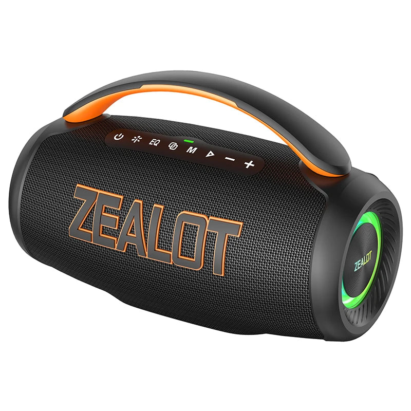 Altavoz Zealot-P12 Altavoz Bluetooth portátil de 60 W con IPX6 resistente al agua, mango cómodo, iluminación controlable, TF, USB