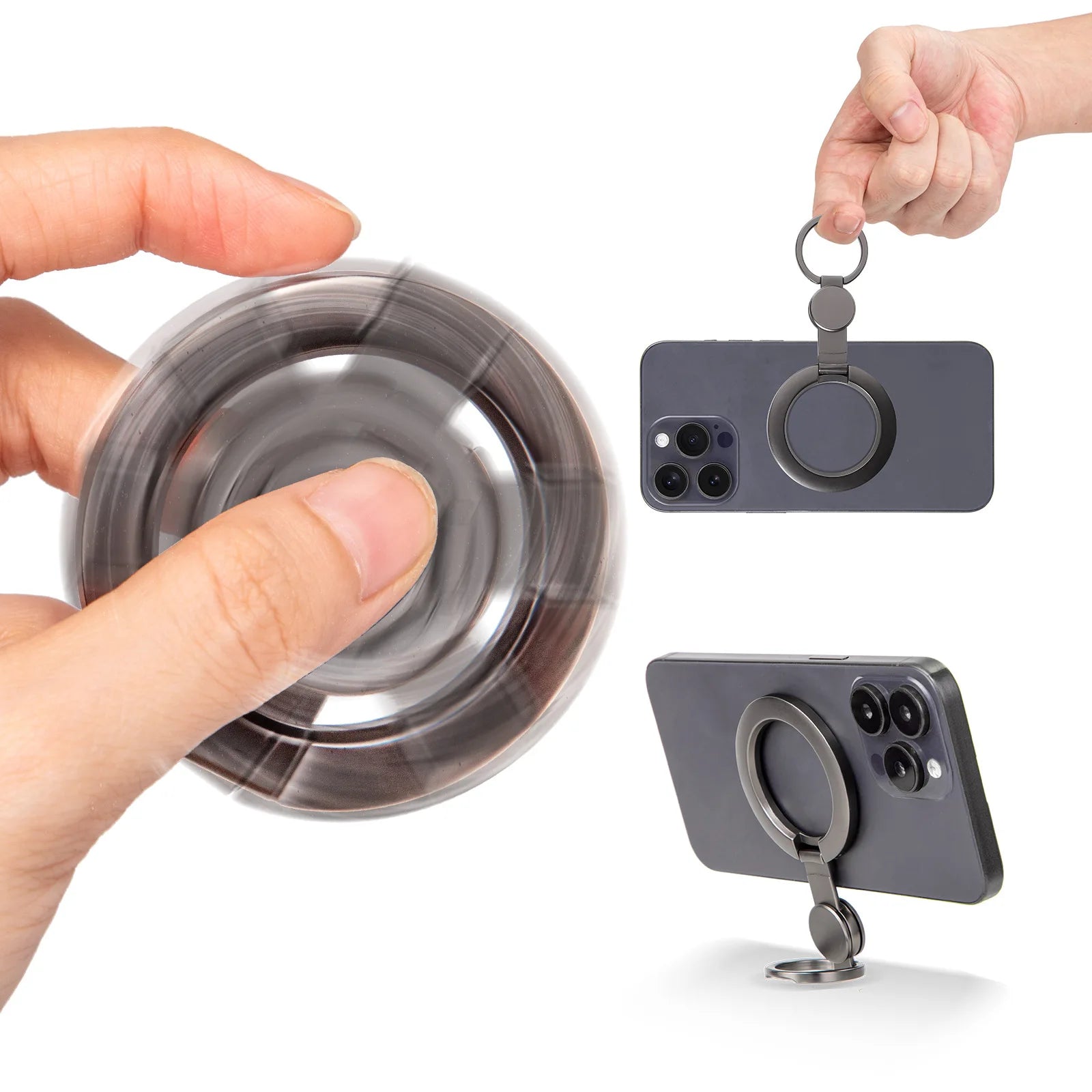 Spinner Antiestrés Plegable y Soporte Magnético para Teléfono con Anillo para Dedos, Compatible con Magsafe iPhone 17 16 15 14 13 12 Pro Max