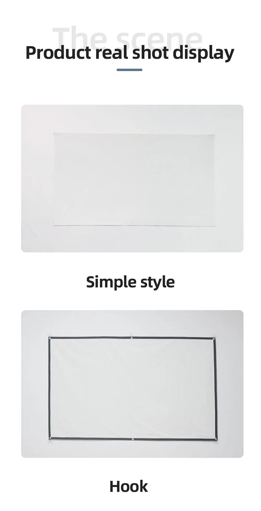 Pantalla de proyección anti-luz 16:9, tela HD reflectante de 60 a 133 pulgadas