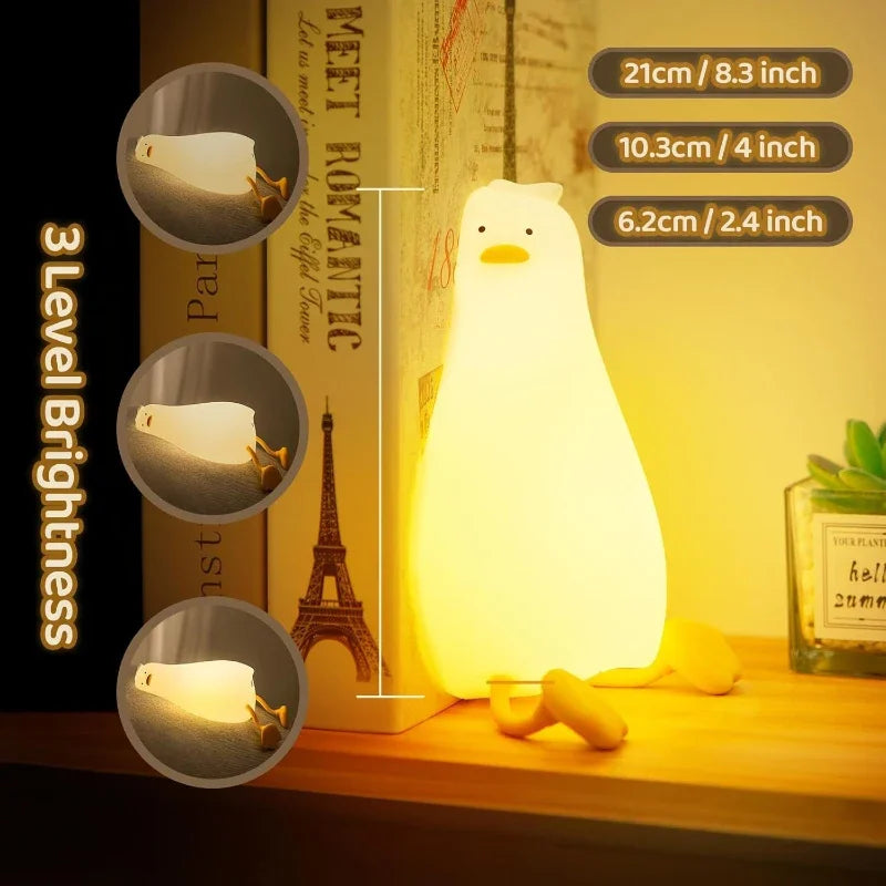 Luz nocturna de silicona suave: lámpara de noche regulable de 3 niveles con control táctil recargable por USB para guardería, niños, bebés y decoración de regalo
