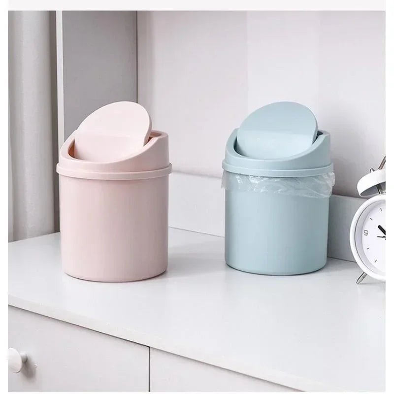 Mini cubo de basura de escritorio con tapa, organizador de basura, dormitorio, oficina, escritorio, caja de almacenamiento para coche, cocina, baño, basura