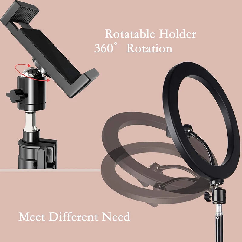 Anillo de luz LED para selfies de 16/26/33 cm, lámpara LED regulable, anillo de luz para fotografía, para teléfono, video en vivo, lámpara de relleno, anillo de luz para estudio fotográfico