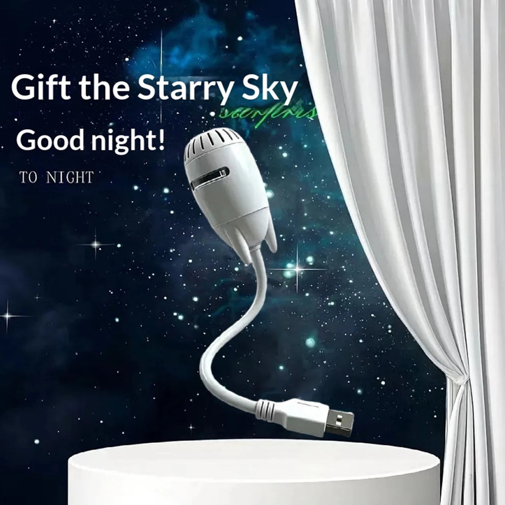 Luz Ambiental USB Portátil 360 °   Proyector de Atmósfera Ajustable, Lámpara de Proyección de Estrellas con Intensidad Regulable para Dormitorio y Mesita de Noche