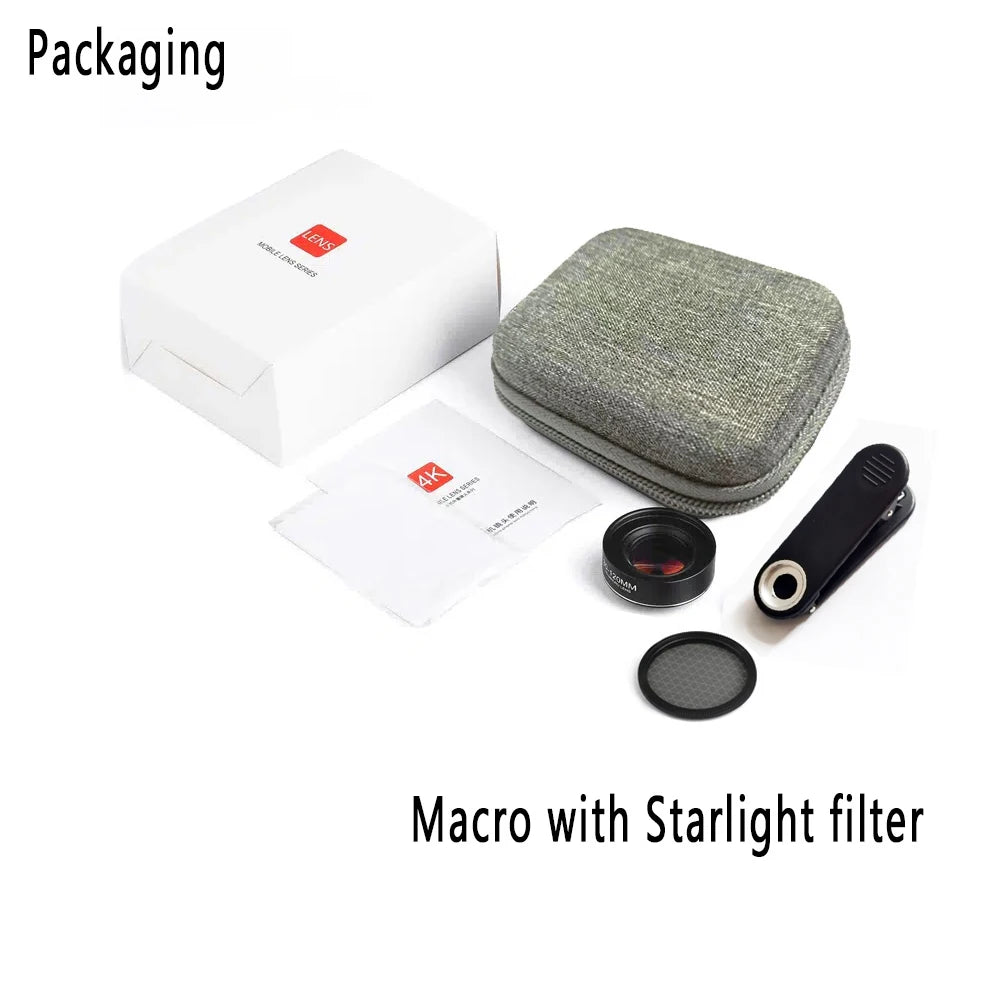 Kit de Lentes para Celular Macro 10x con Filtros CPL y Estrella