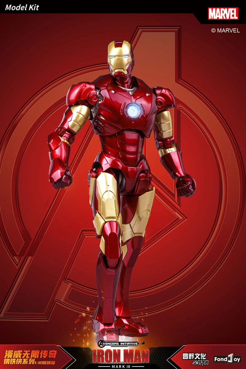 Caliente Fondjoy Marvel IronMan MK3 ensamblar juguetes Iron Man modelo 15cm Material ABS 1/12 escala figuras de acción juguetes niño regalos de cumpleaños