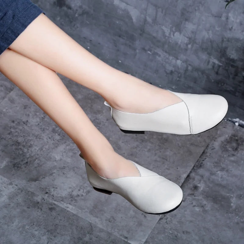 Zapatos Planos de Cuero para Mujer, Ligeros y Transpirables, Casuales