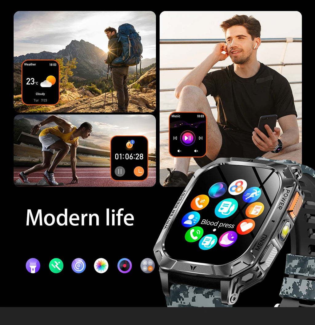 Reloj Inteligente LIGE Militar Batería 1400mAh Bluetooth