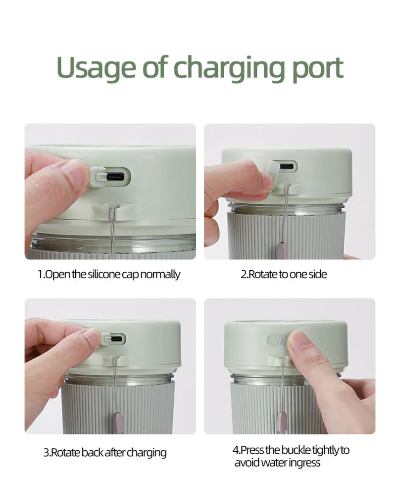 Licuadora Portátil USB 380ml para Viajes al Aire Libre