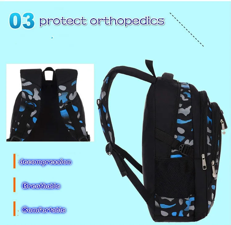 Mochila Ortopédica Impermeable para Niños de Primaria