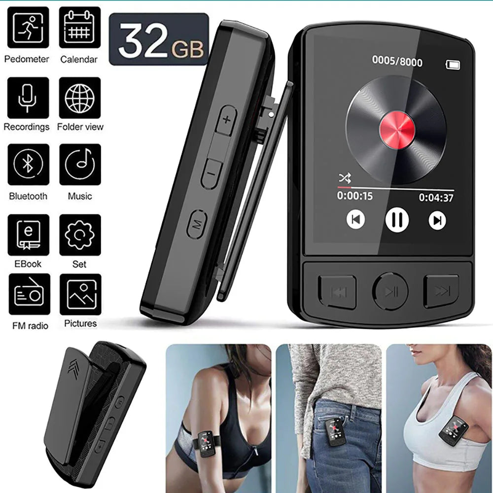 Walkman Deportivo MP3 Bluetooth 5.0 con Radio FM y Pantalla 1.8"