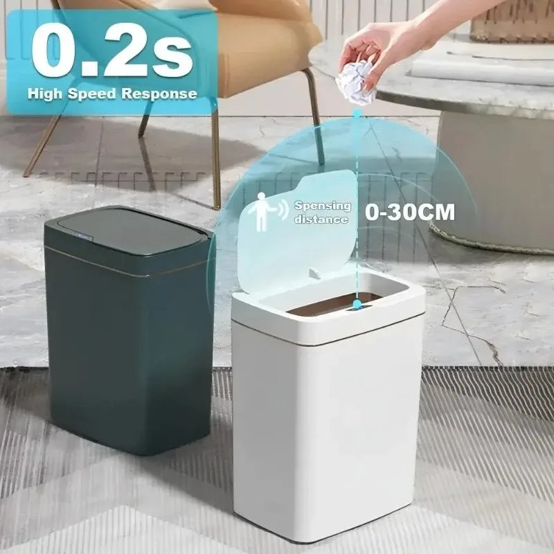 Cesto de basura inteligente con sensor automático para hogar y oficina