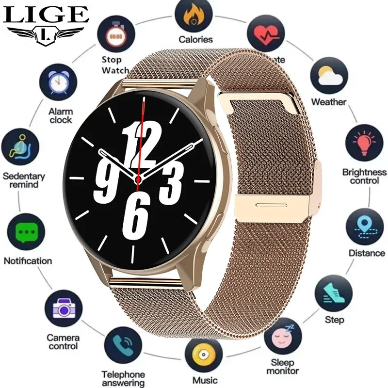 LIGE Reloj Inteligente Bluetooth Reproductor Música