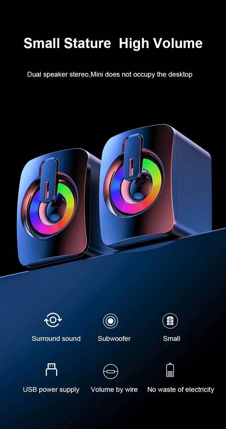 Altavoz estéreo USB inalámbrico con Bluetooth para ordenador de escritorio, portátil, PC, caja de sonido de música Musical para el hogar, Bluetooth, Altavoces