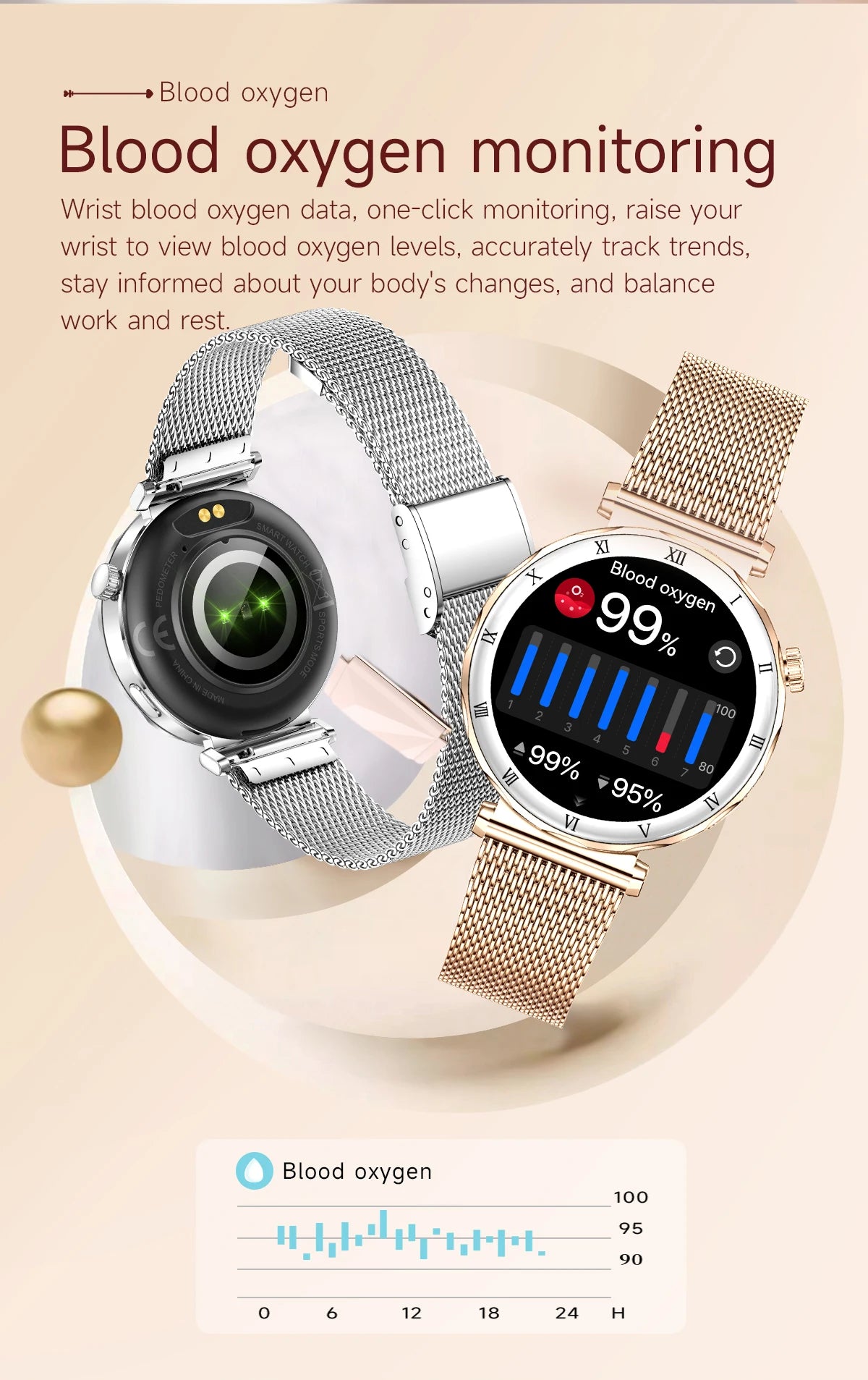 LIGE Reloj Inteligente Ultrafino 6.2mm Mujer