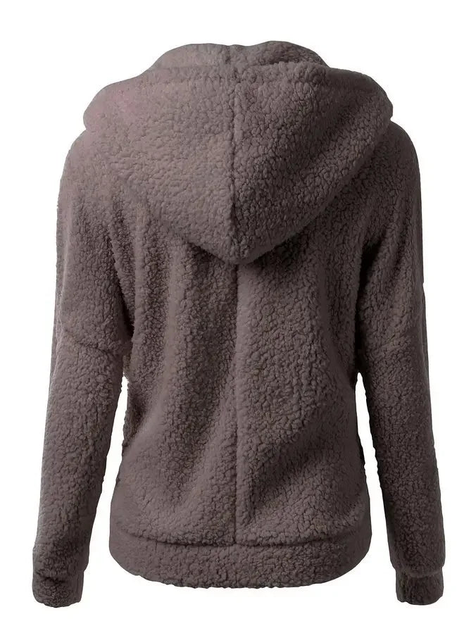 Chaqueta cálida de otoño e invierno para mujer, Sudadera con capucha informal 2025, sudaderas con capucha para mujer, sudadera con cremallera, abrigo liso de lana suave para mujer