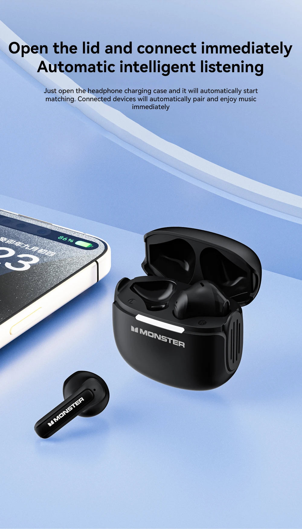 MONSTER GT15 Auriculares Bluetooth 5.4 Estéreo