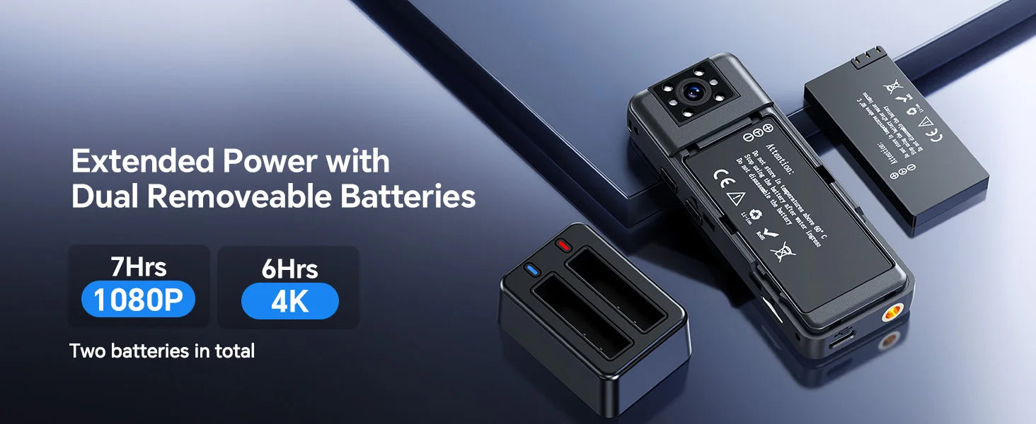 Mini cámara deportiva 4K WiFi H86 con visión nocturna y doble batería