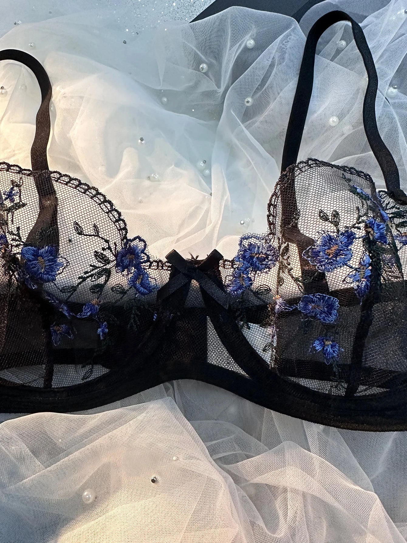 Conjunto de Sujetador y Bragas Ultrafino con Estampado Floral para Mujer