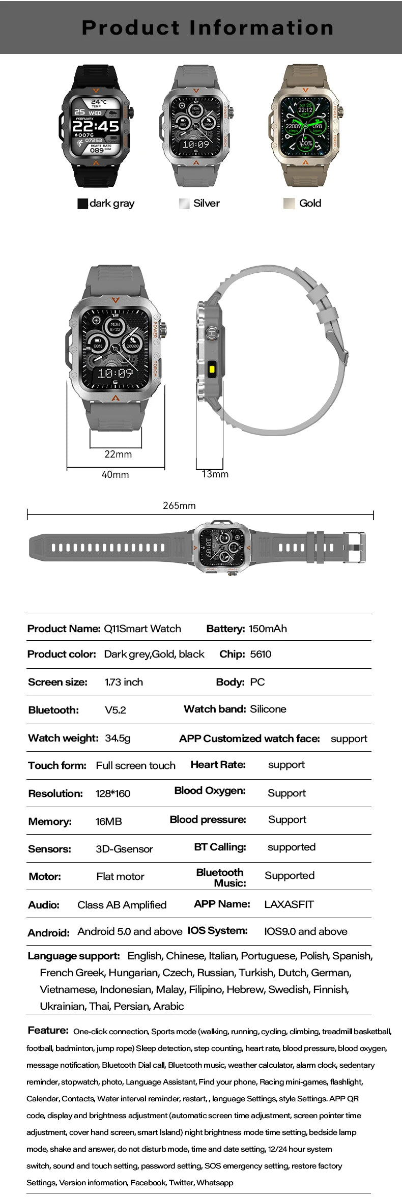 Reloj Inteligente con Monitor de Actividad Física y Bluetooth