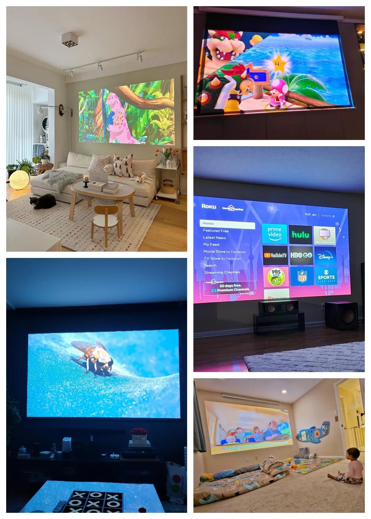 Proyector 4K 2500ANSI Full HD 1920*1080P HDR10+ Google Play WiFi6 Altavoz HiFi BT5.4 con DVB-T2/ATSC/IDSB-T TV Digital Gratuita