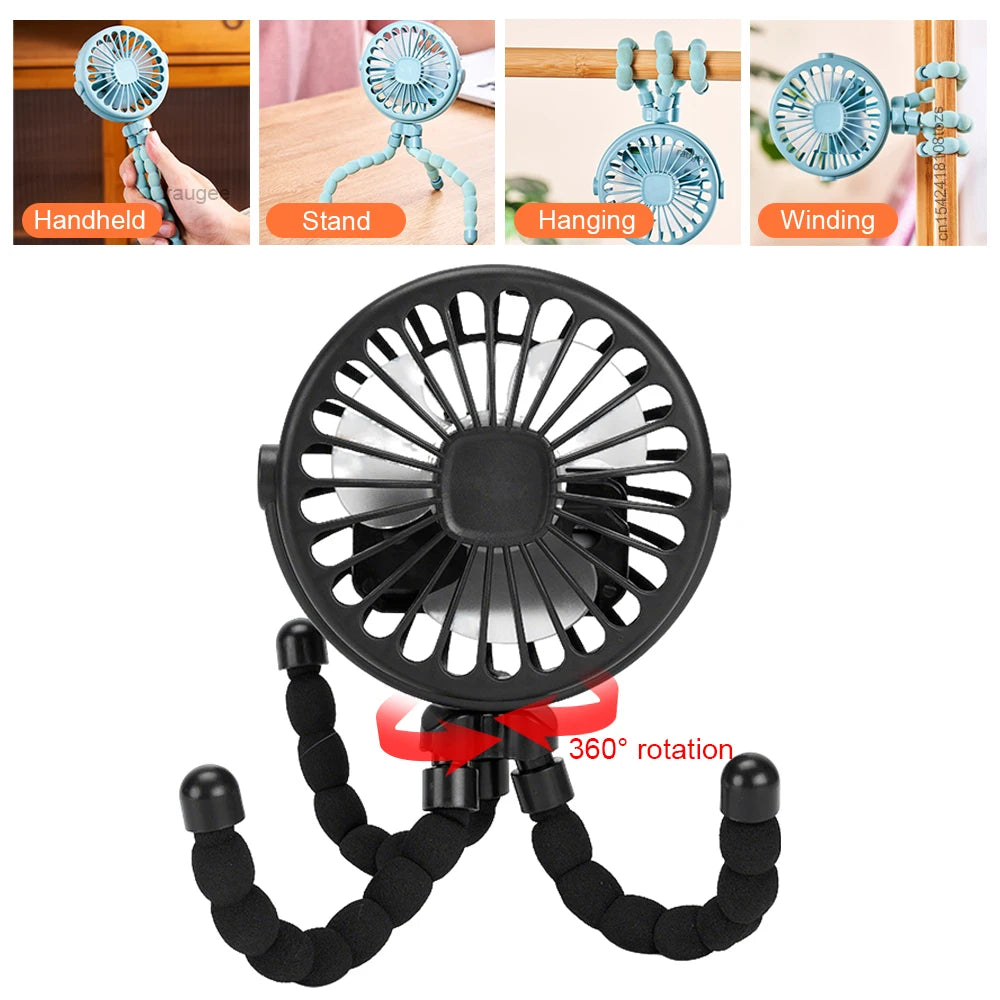 Mini Ventilador Octopus con Trípode Flexible 360°