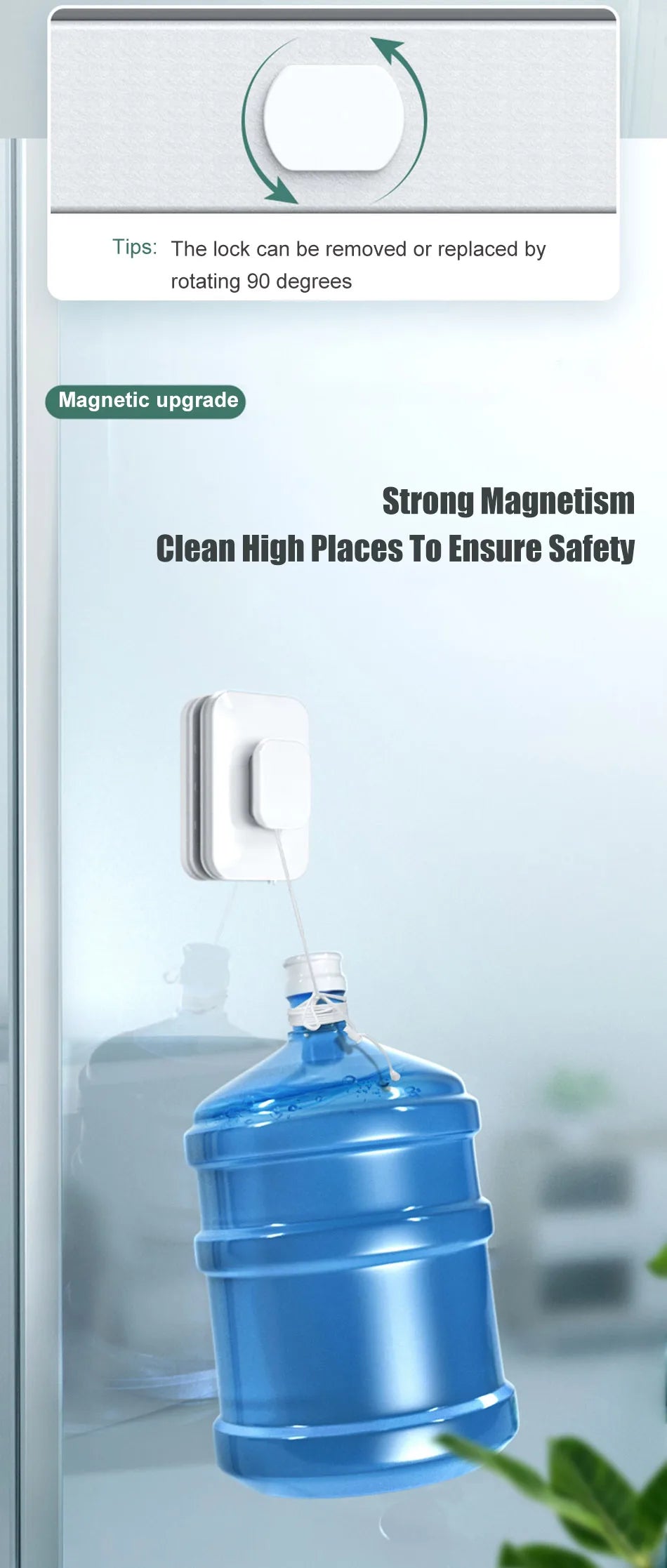 NUEVO Cepillo Magnético Limpiador de Ventanas de Doble Cara con Descarga Automática de Agua, Limpiacristales, Herramientas de Limpieza para el Hogar