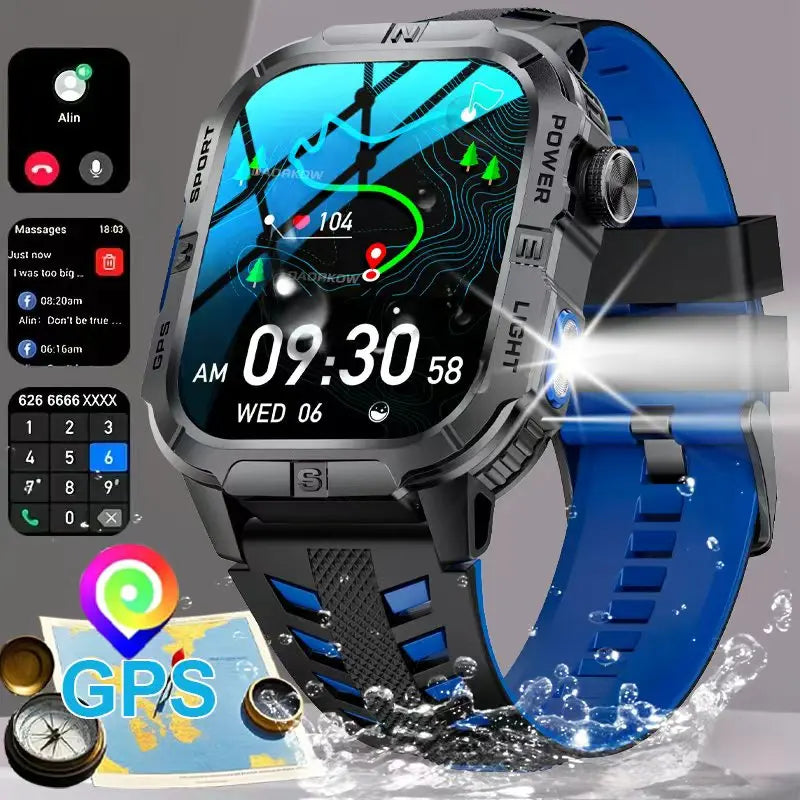 Reloj Inteligente Militar con GPS, LED, Brújula e IP68