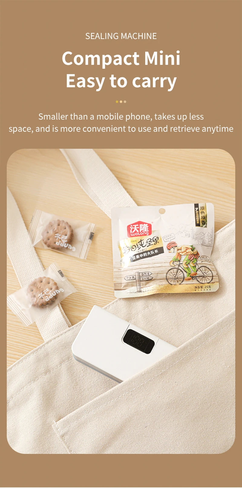 Mini sellador de bolsas térmico recargable para empaque de alimentos