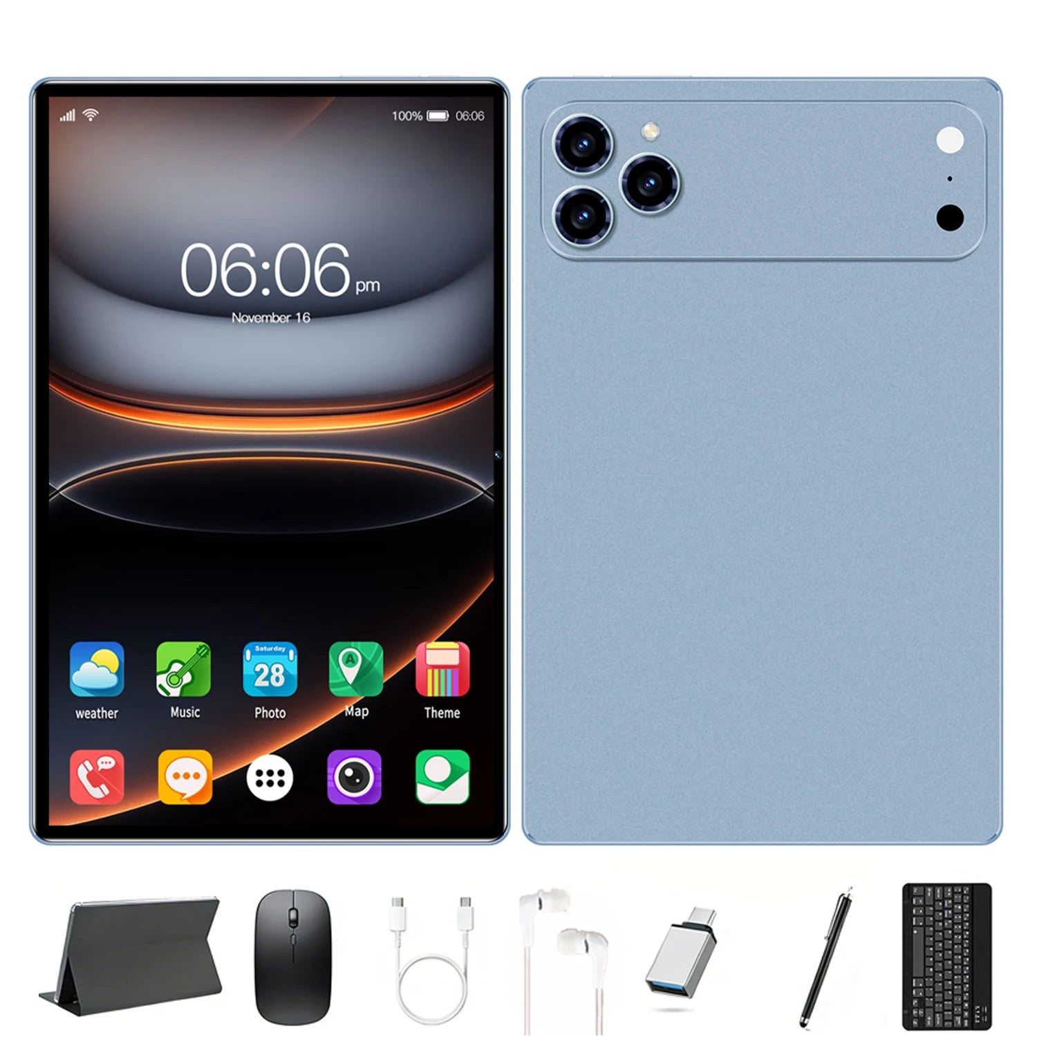 Tableta Android 15 2 en 1, Último Modelo de Tableta, Pantalla de 10.1 Pulgadas, 8GB 256GB, con Teclado, Funda Protectora y Lápiz Óptico