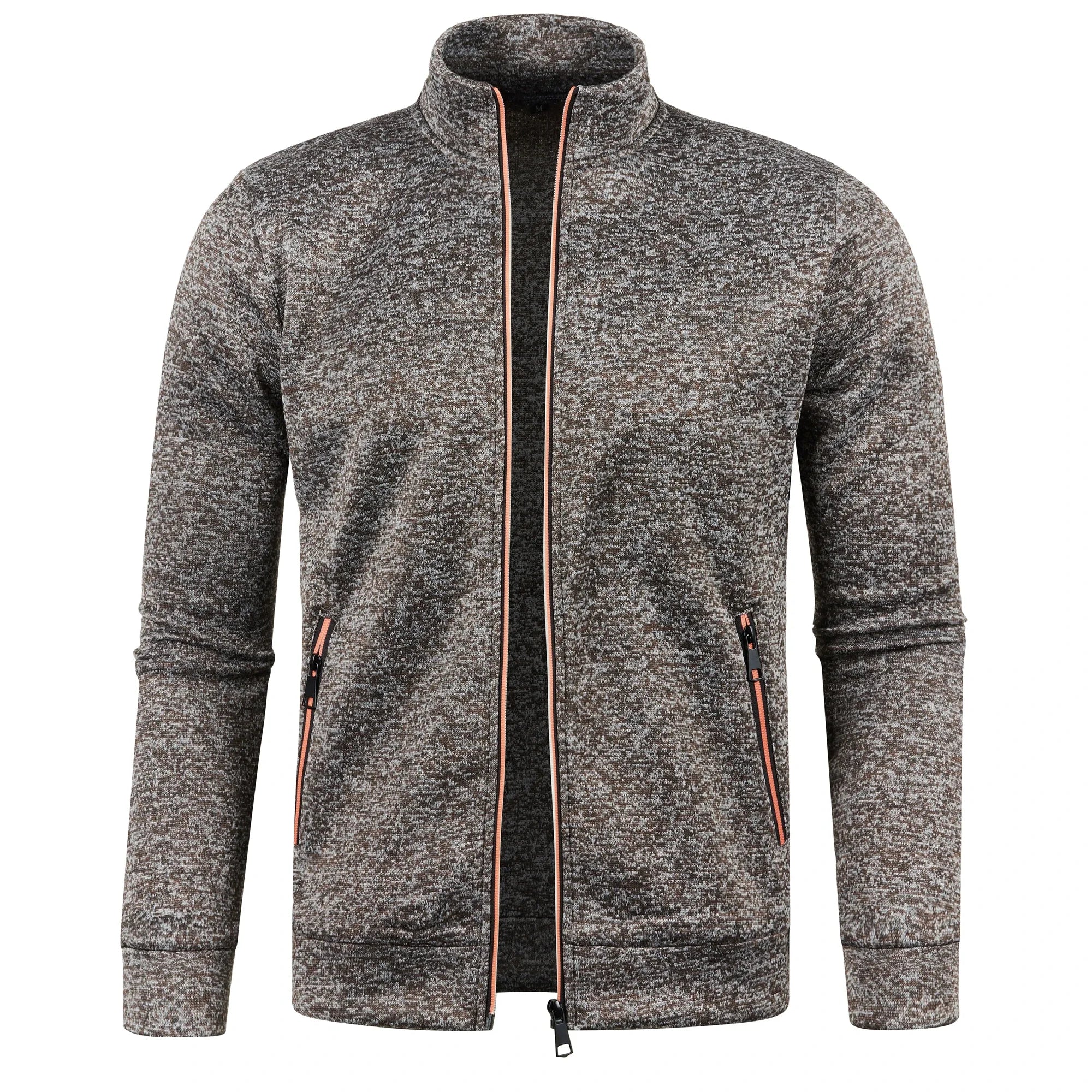 Otoño e Invierno, nuevo suéter largo con cremallera y mangas de bloque de Color para hombre, suéter fino de felpa, chaqueta informal ajustada, abrigo cómodo