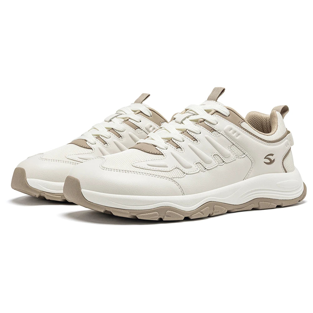 HOBIBEAR Zapatos para caminar unisex con punta ancha, zapatillas deportivas con cordones, para viajes al aire libre, de cuero artificial y malla, para correr