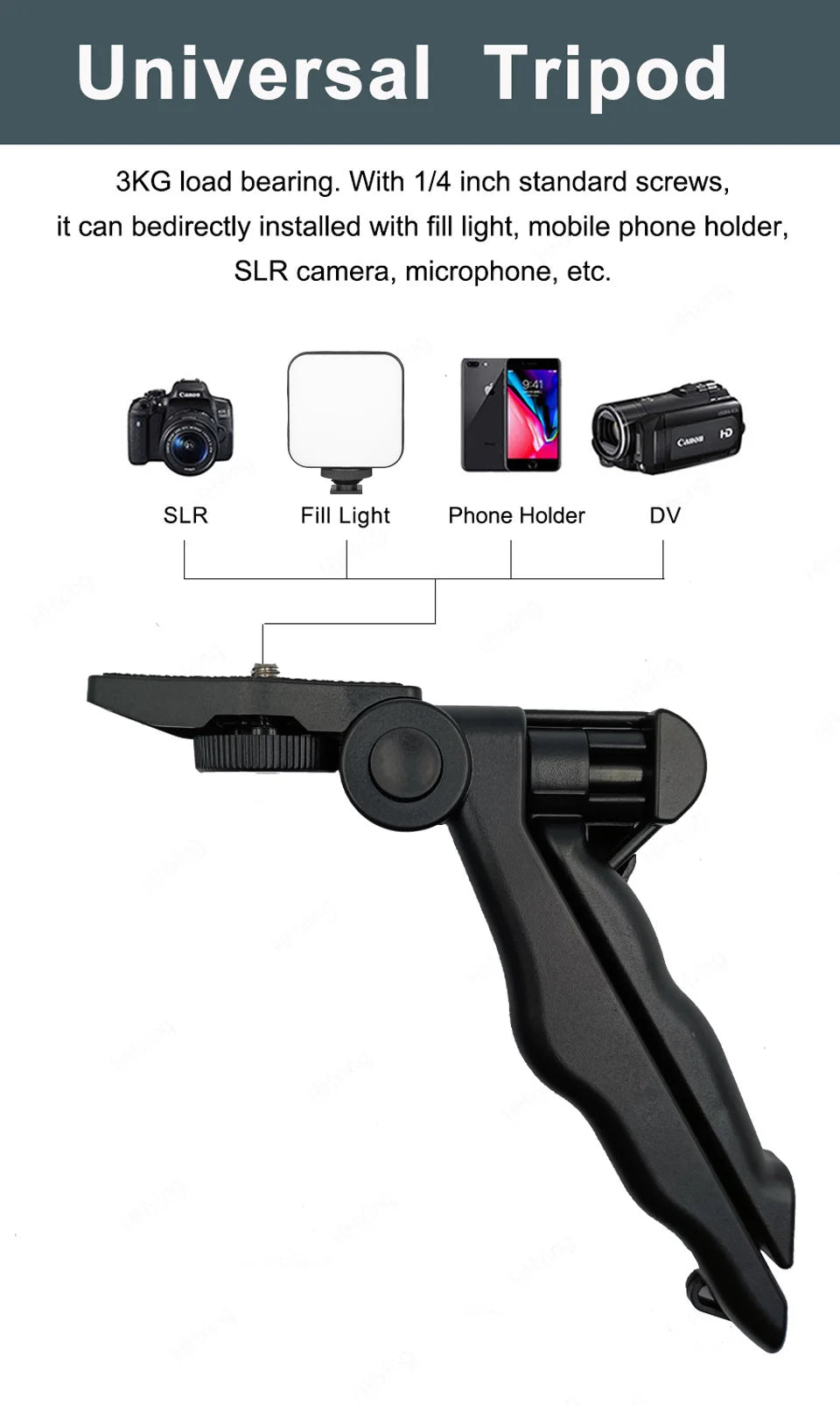 Soporte para teléfono móvil, iluminación de fotografía, Kit de vídeo para Smartphone, micrófono LED, trípode para Selfie, mango de grabación, soporte estabilizador portátil
