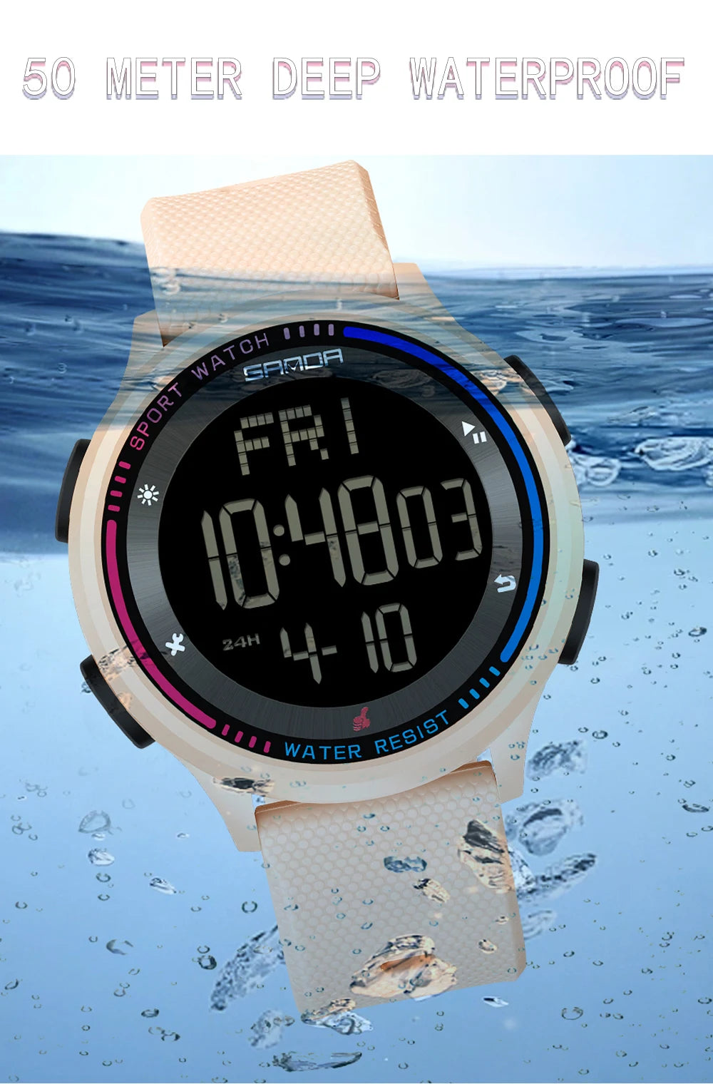 Reloj Digital SANDA 6158 para Niños y Adolescentes, Deportivo Impermeable