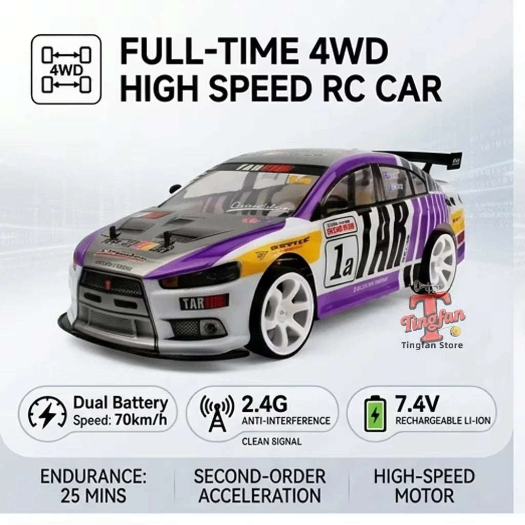 1:10 4wd 70 km/h Rc Drift Car ruedas a la deriva anticolisión todoterreno coches de carreras Rc todoterreno 4 × 4 juguetes Rc Drift Car de gran velocidad