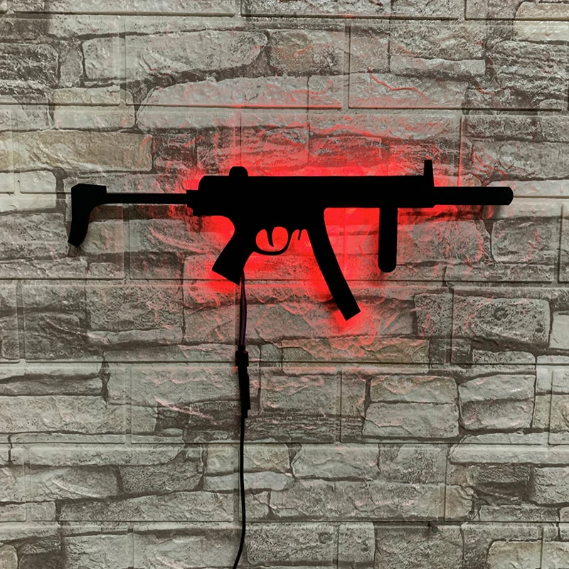 Lámpara de Pared LED 3D Pistola Luz Nocturna USB