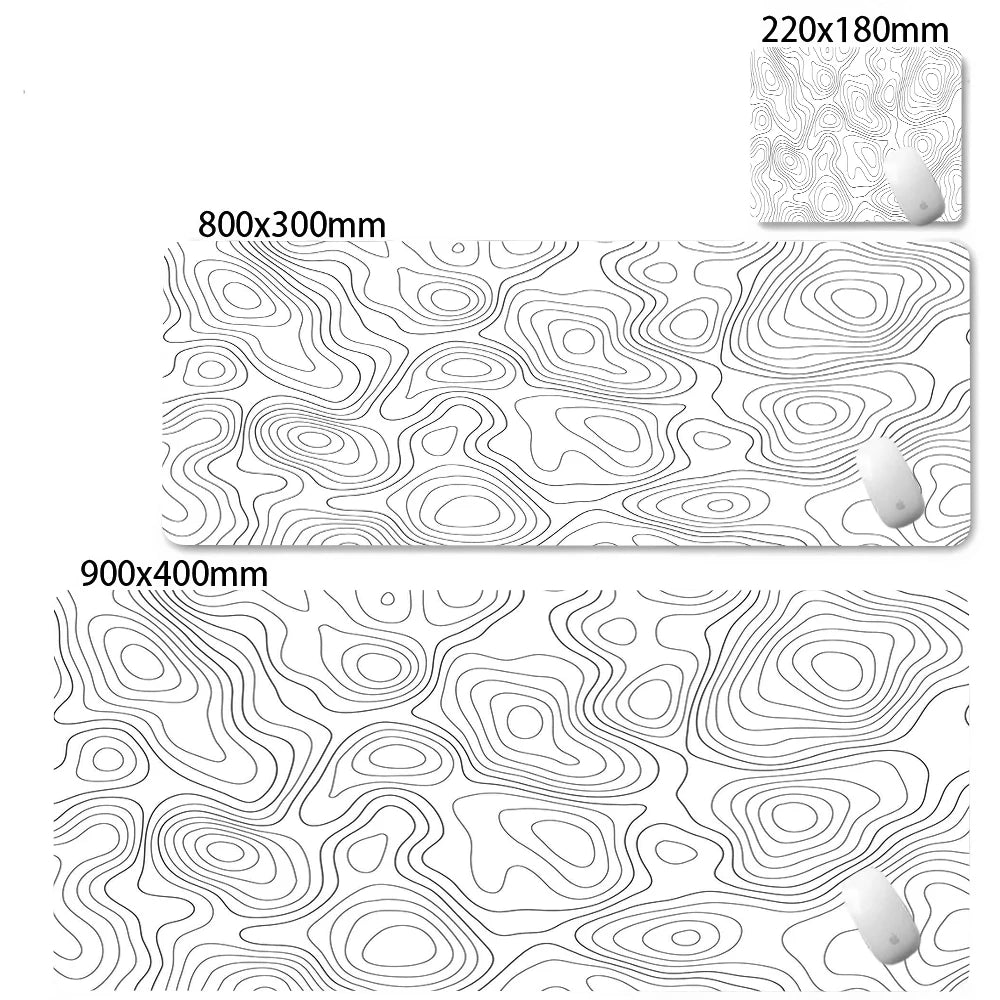 Alfombrilla de escritorio XXL, alfombrilla de ratón líquida Strata blanca y negra, alfombrilla de ratón abstracta grande, alfombrilla de escritorio para juegos con Lockedge, alfombra antideslizante para oficina
