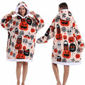Sudaderas con capucha para mujer, Top de manga larga esponjoso y cálido en negro y gris, sudadera con capucha de fantasma y calavera de calabaza para Halloween, manta de gran tamaño para adultos, ropa de invierno