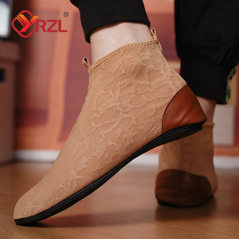 YRZL Mocasines para hombre de malla transpirable, mocasines ligeros de conducción de caña alta, zapatos casuales sin cordones para hombres, zapatos cómodos para caminar